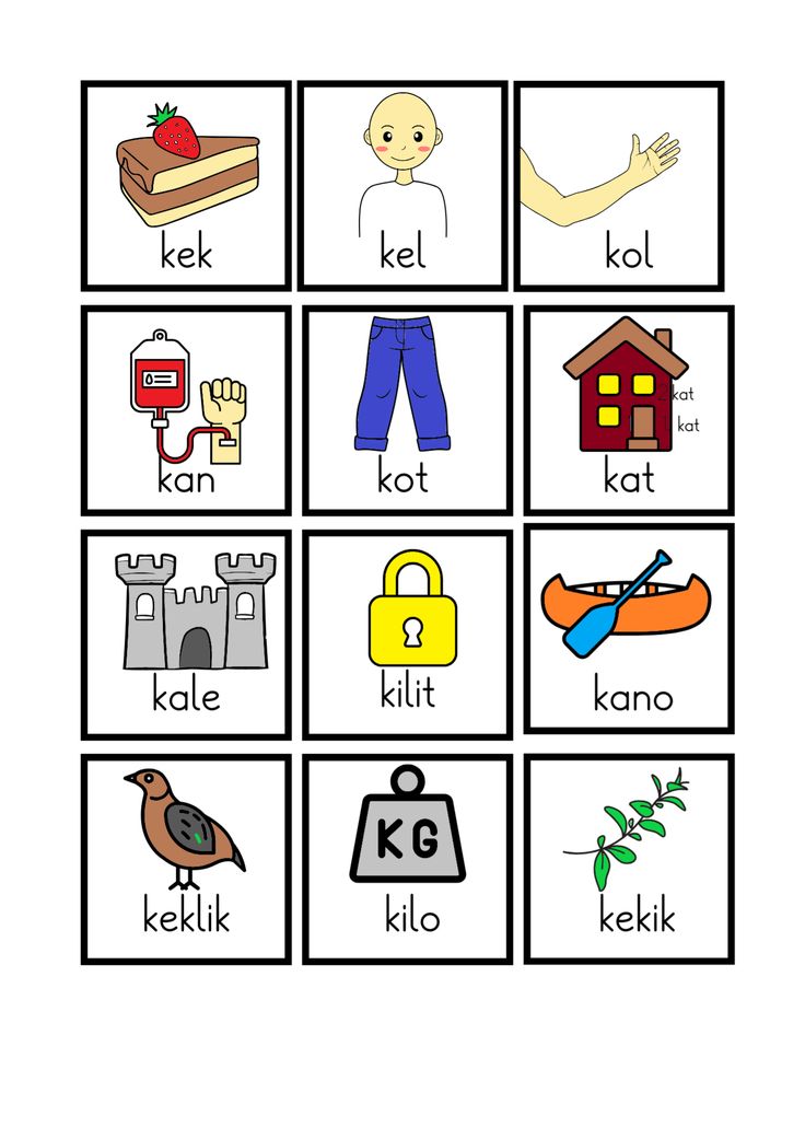 k sesi kelimeleri ve görselleri (renkli-renksiz)