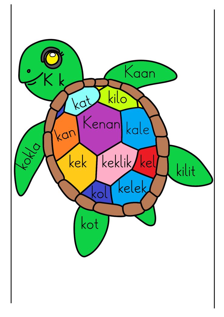 K Sesi Kaplumbağa Temalı Okuma ve Boyama Sayfası