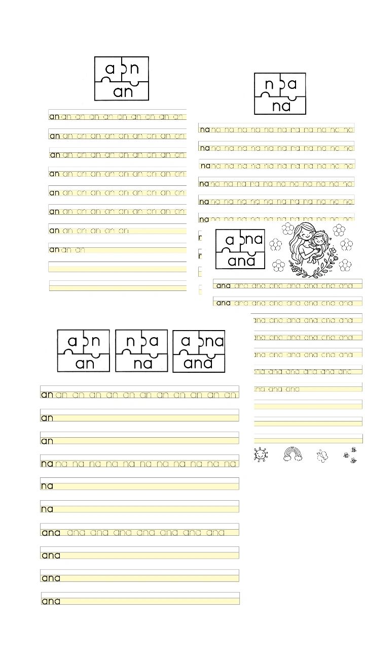 An-Na-Ana Yazma ve Okuma Pekiştirme Sayfası