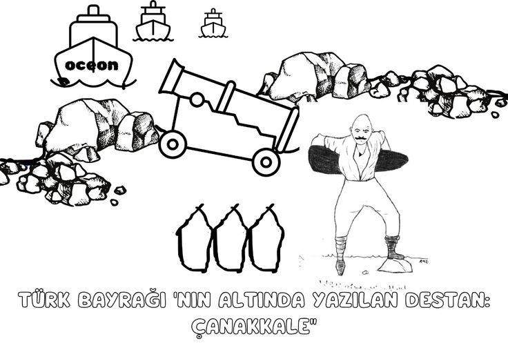 18 Mart Çanakkale Zaferi:  pano renkli renksiz