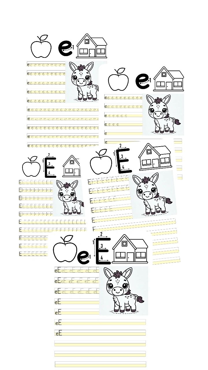 e E sesi  yazma çalışmaları